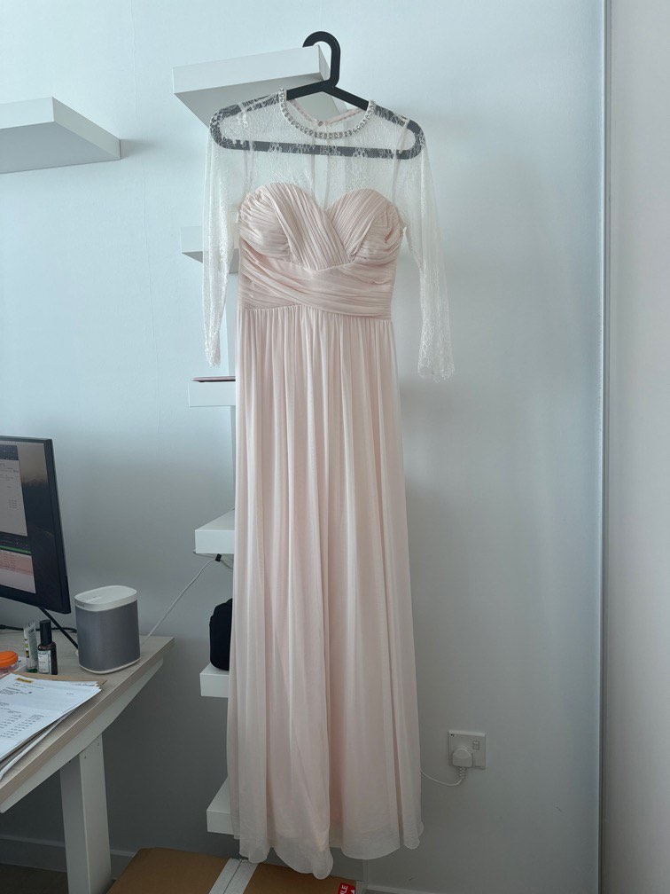 Lipsy elsa mesh maxi outlet dress with lace sleeve