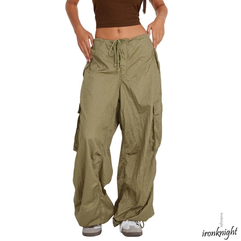 army green parachute pants y2k, Women's Fashion, Bottoms, Other Bottoms on  Carousell