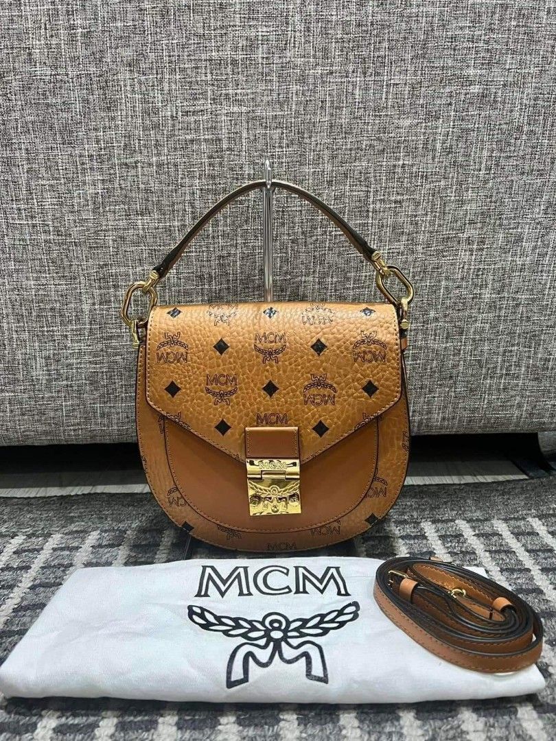 MCM Patricia Visetos Medium Saddle Bag Condition 9 10 Like New Comes with Dustbag and Strap Luxury Bags Wallets on Carousell
