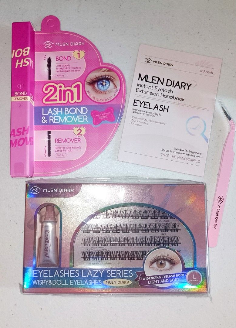 Mlen Diary Reusable Falsies Lash Extensions (Category: Makeup) located in Makati City. Submitted by itsmekellybels (Listing ID 1285952918, Image 1). Description: FOR SALE! Reusable Falsies/Eyelash Extensions (SET) Brand: MLen Diary ✅ Suitable for Beginners ✅ Thick and long style ✅ D-Curl (11mm - 15mm) ✅ Lightweight and soft ✅ Super Natural Look ✅ DIY the style you like ✅ Quick Drying Glue ✓Price: ₱999 only/COMPLETE SET✓ Payment options: BDO BPI G