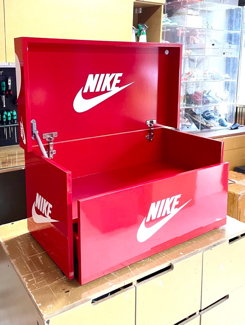 Nike Shoebox Storage Double Layer Red Furniture Home Living Home Decor Other Home Decor on Carousell