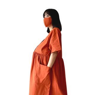 Orange Maternity Casual Button Dress | Maternity Dress Short Sleeves, Maternity Wear