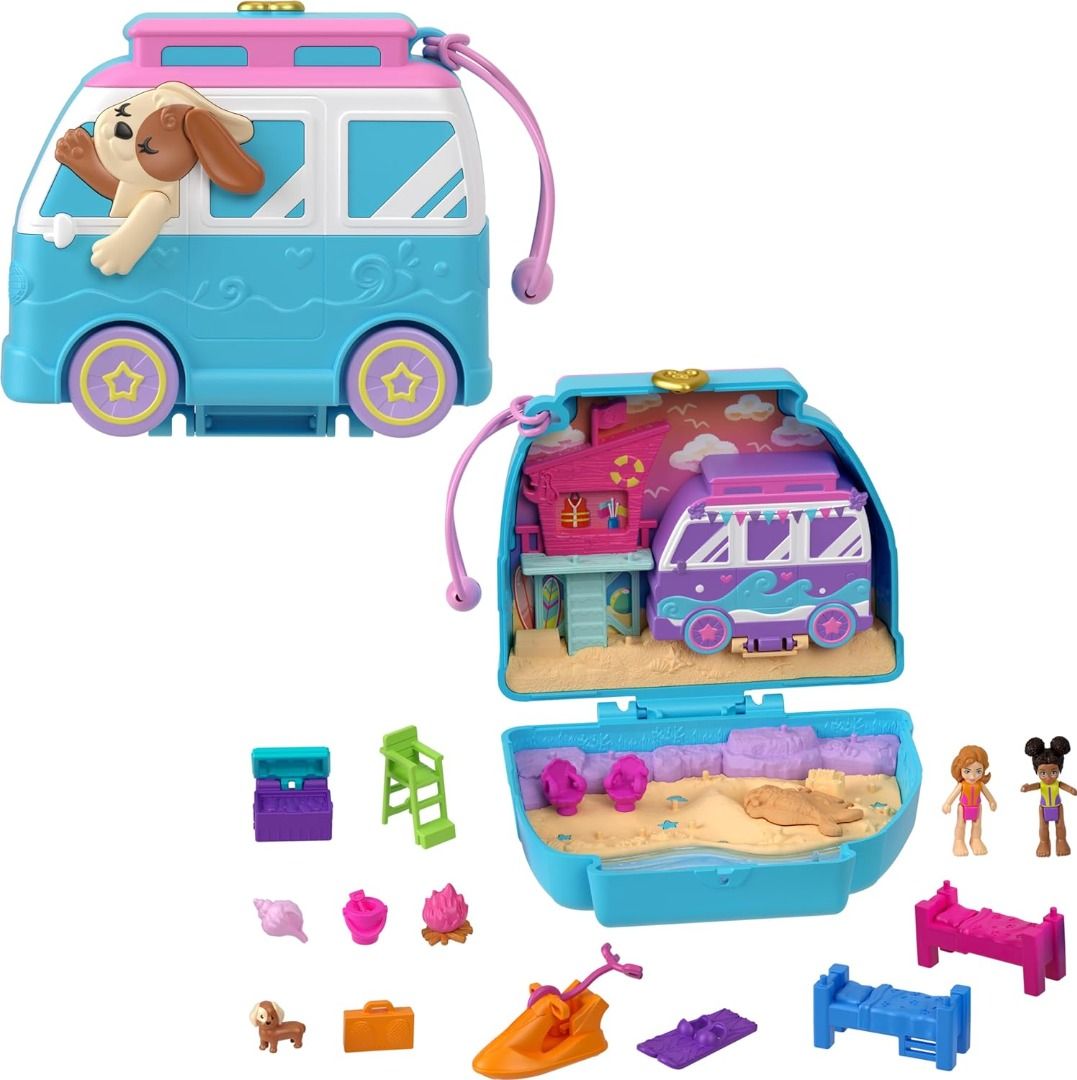 Polly Pocket Dolls and Playset Travel Toy with Fidget Exterior Seaside  Puppy Ride Compact with 12 Accessories, Hobbies & Toys, Toys & Games on  Carousell