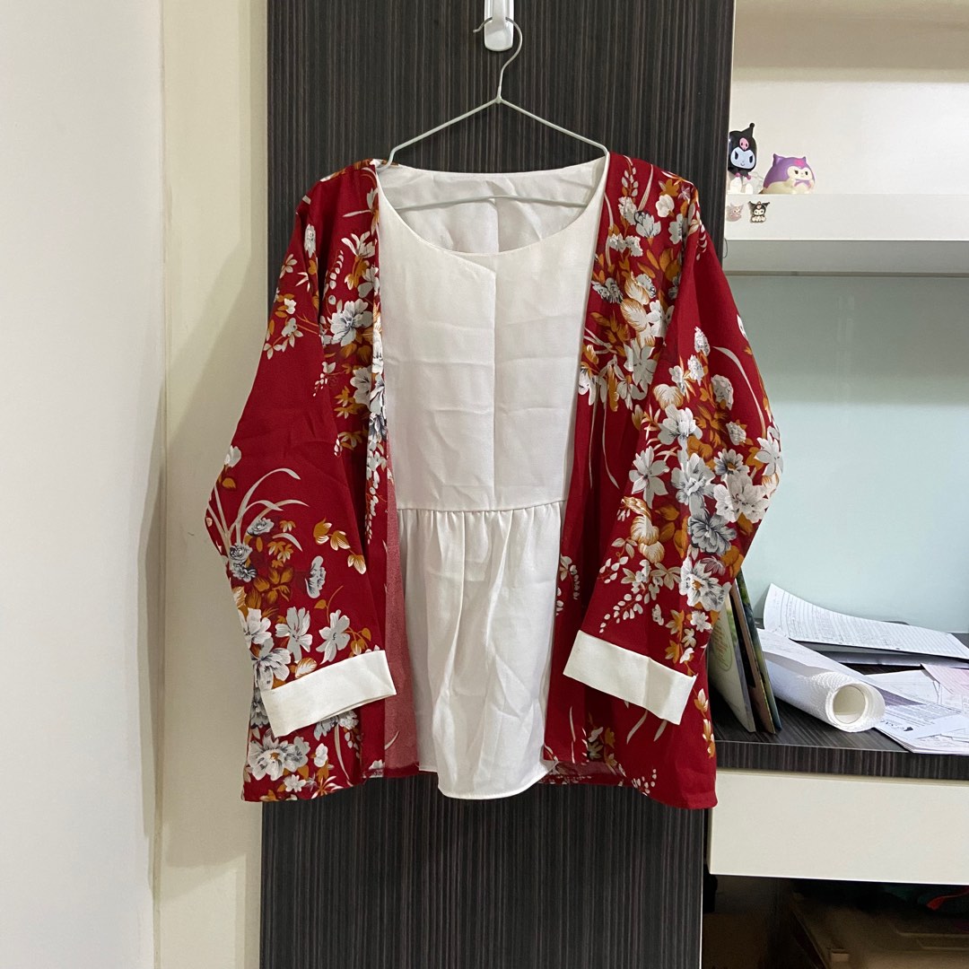 Red kimono hotsell shirt