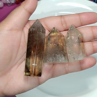 SMOKY CITRINE POINT TOWER WITH RAINBOW  OBELISK NATURAL STONE CRYSTAL