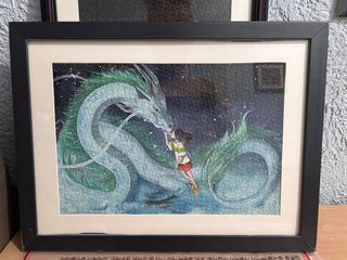 Spirited Away by Studio Ghibli - Chihiro with Dragon Haku size view: 1000 pcs puzzle with frame.