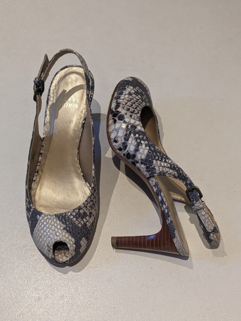 Stuart Weitzman snake slingback peep toe sandals Carousell