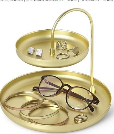 Umbra 1009707 104 Poise Large Jewelry Tray Double Jewelry Tray Attractive Jewelry Storage You Can Leave Out Two Tiered Jewelry Tray Matte Brass Finish Golden CL1436 Women s Fashion Jewelry Organisers ...