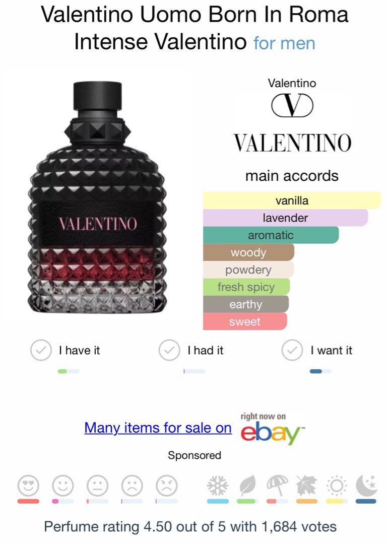 Valentino Uomo Born In Roma Intense EDP 100ML, Beauty Personal