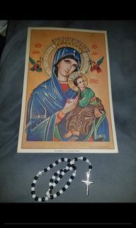 Vintage 1972 Our Mother of Perpetual help with rosary