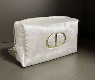 White Dior cosmetic pouch