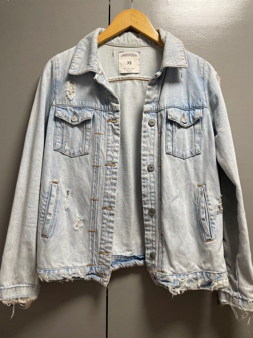 zara distressed denim jacket Women s Fashion Coats Jackets and Outerwear on Carousell