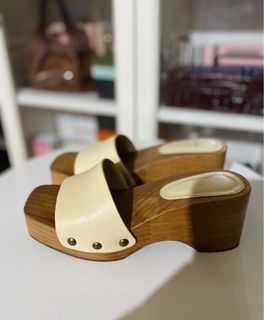 Zara leather wooden mules