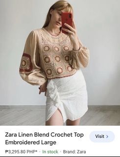 Zara Linen Blend Crochet Top Embroidered