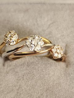 18K Tricolor with Diamonds Rings (Gold, Silver, Rosegold)