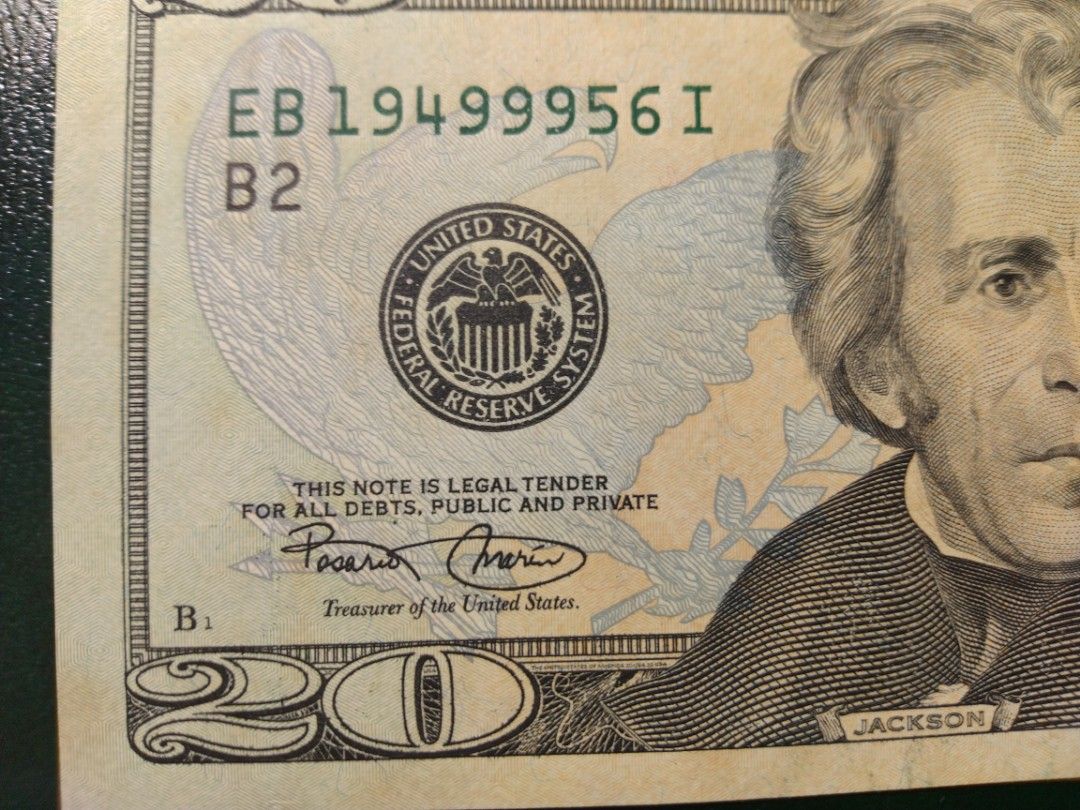 20元美金改版首年2004年發行| 早期美國二十元鈔美金美鈔舊鈔紙鈔鈔票紙幣United States twenty-dollar bill  jackson 無凹折| 高雄