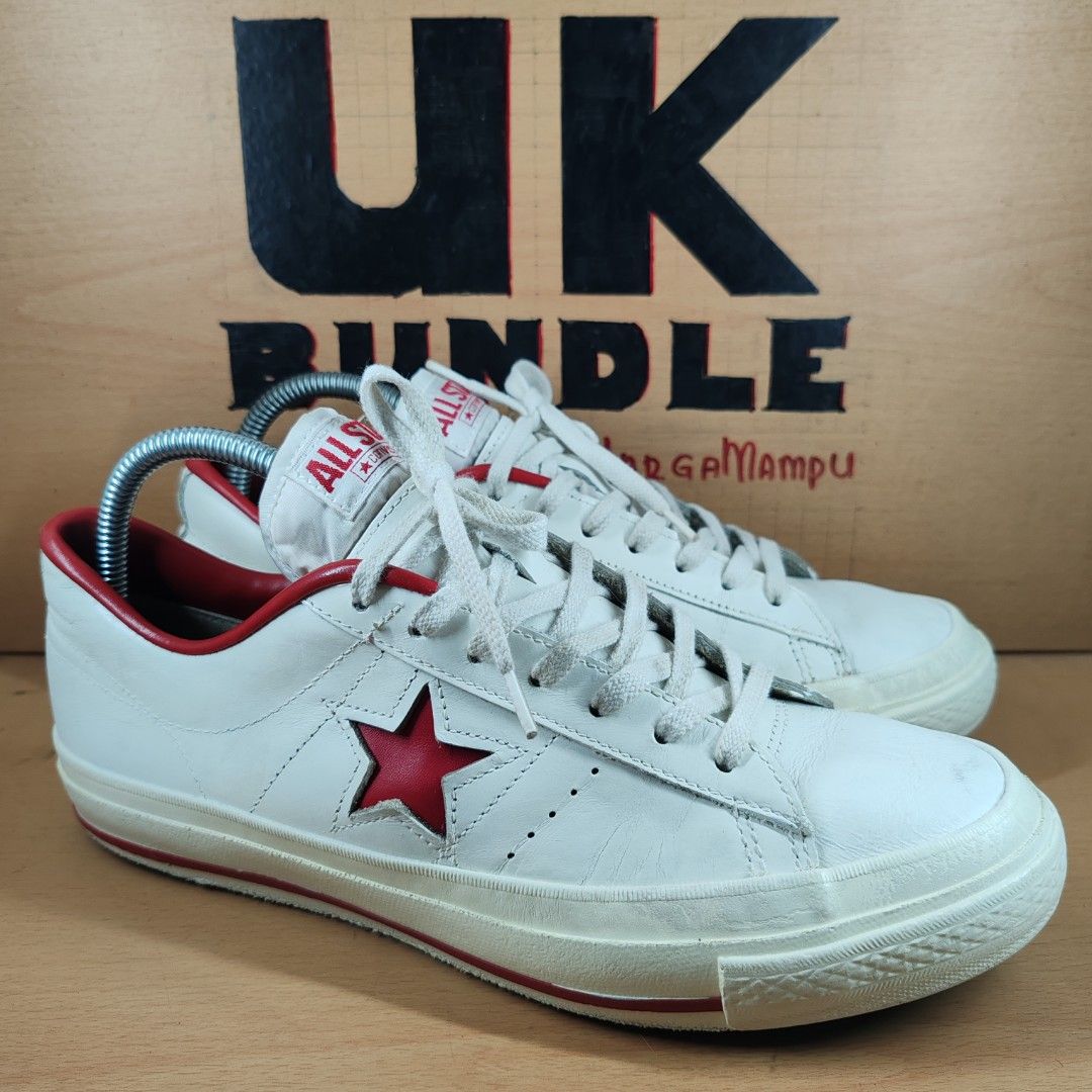 🌙 #KasutRaya ⭐ UK7/25.5cm Converse One Star J 'Made In Japan' Leather -  White Red