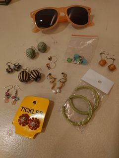 Assorted Y2K Boho / Bohemian Earrings and Pink Shades / Eyeglasses