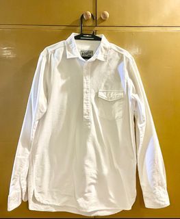 Authentic Work Worn Garments White Long-Sleeved Polo XS