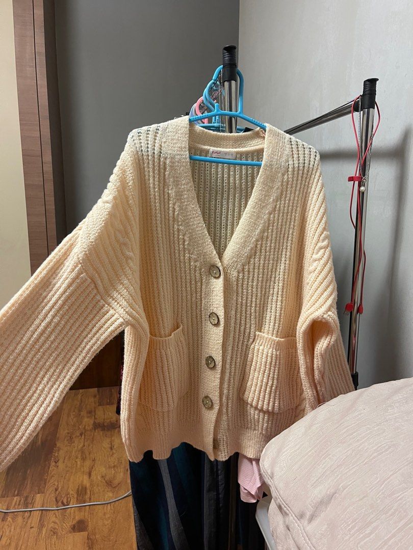 beige peach knitted Cardigan clothing clothes Women s Fashion Coats Jackets and Outerwear on Carousell