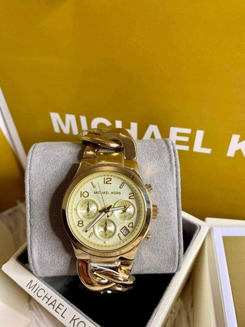 Buy the Designer Michael Kors MK-3131 Gold-Tone Link Chain Strap Analog  Wristwatch | GoodwillFinds