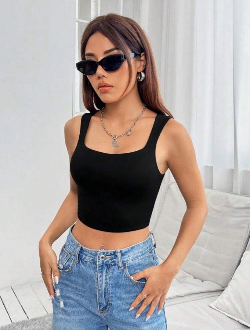 Celine SS21 Black Ribbed Crop Top - size M, Women's Fashion, Tops,  Sleeveless on Carousell