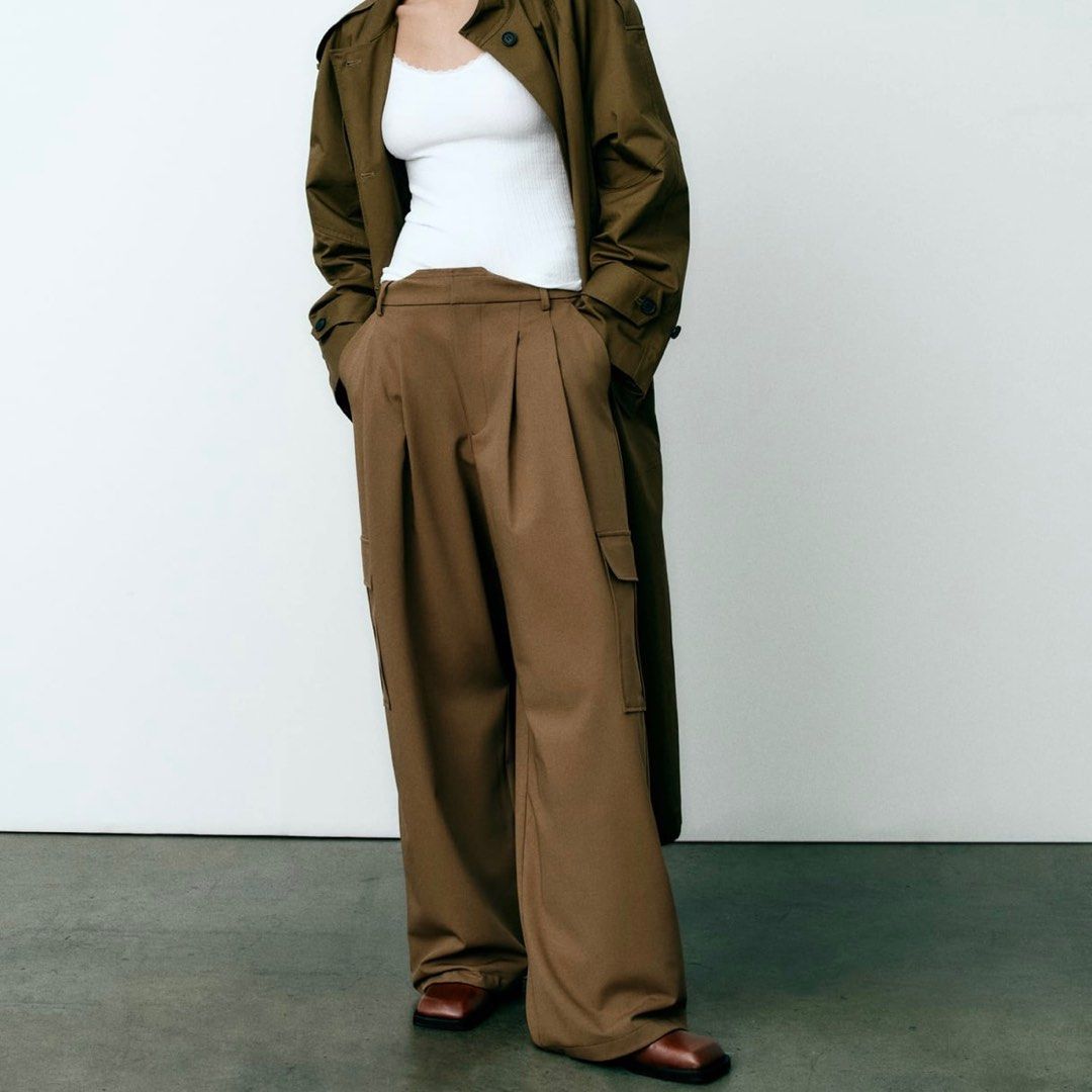 ZARA Dark Brown Full Length Pants, Women's Fashion, Bottoms, Other Bottoms  on Carousell