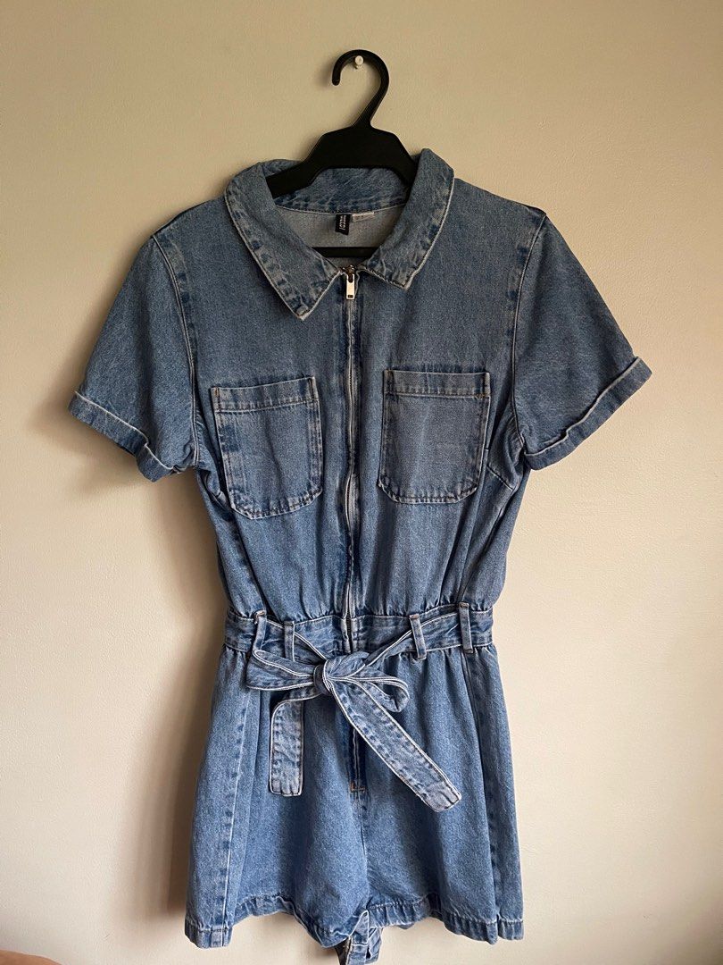 Denim Romper Women s Fashion Dresses Sets Rompers on Carousell