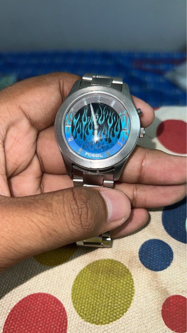 FOSSIL BIG TIC BLUE FLAME