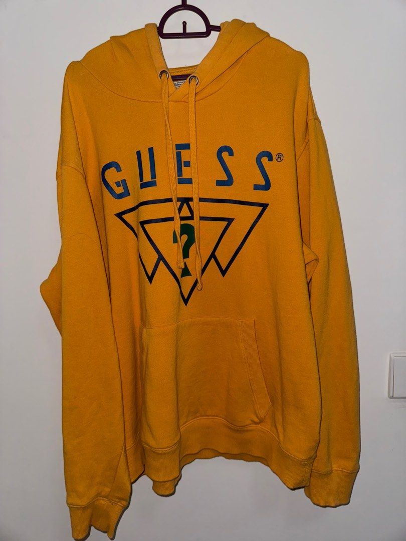 Guess yellow hoodie Men s Fashion Coats Jackets and Outerwear