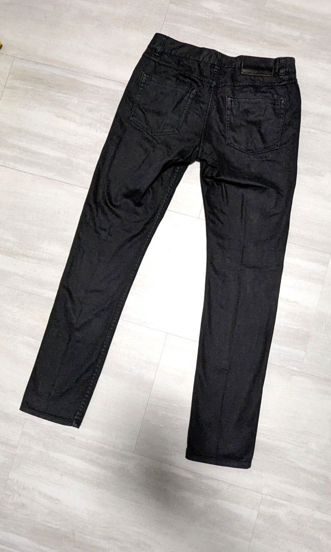 H M Black Coated Slim Fit Jeans Men s Fashion Bottoms Jeans on