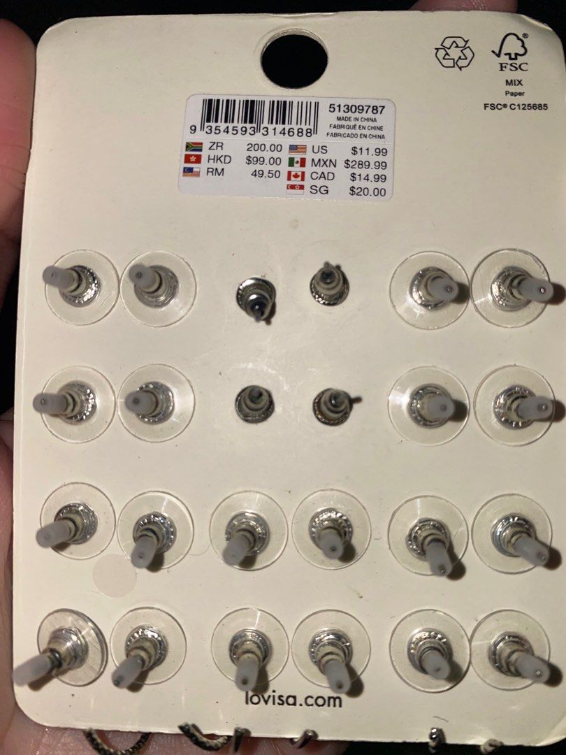 Lovisa earrings (12 pairs) (Category: Earrings) located in Cavite. Submitted by the.selective_ (Listing ID 1286021959, Image 2). Description: Bought in Singapore for 20.00SGD. Tried only 2 pairs. RFS: Decluttering .