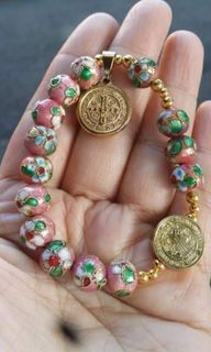 Made in Vatican Rome beautiful cloissone St. Benedict protection rosary bracelet