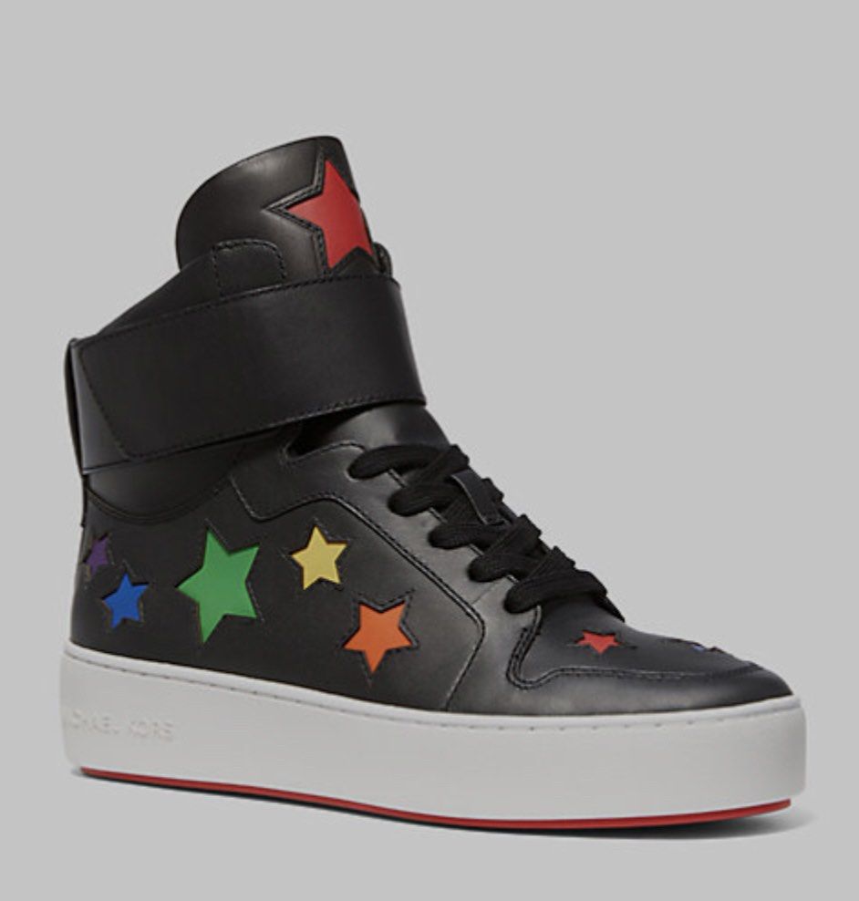 Michael Kors Trent Star Cutout Leather High Top Sneakers