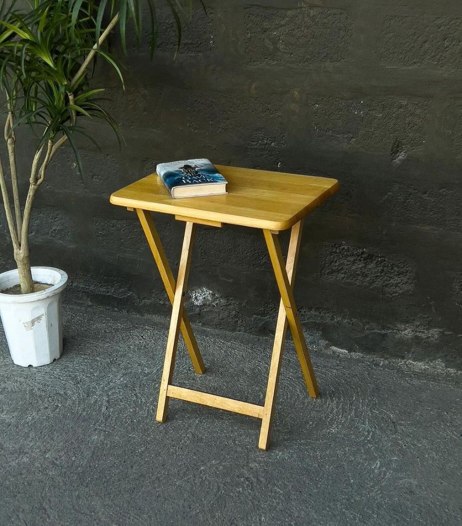 Mini Working Studying Foldable Table (Category: Tables & Sets) located in Mabalacat. Submitted by thenewcraf32843 (Listing ID 1286128111, Image 1). Description: Mini Working Studying Foldable Table In pristine condition. Presentable and sturdy. Solid wood🪵 see photo.. Dimensions: L19.5 x W14 x H26 inches 4 pcs. available ✔️ Location: Mawaque Mabalacat, Pampanga We do shipping. Mop: Gcash or Landbank. Strictly no reservation and COD. Payment firs