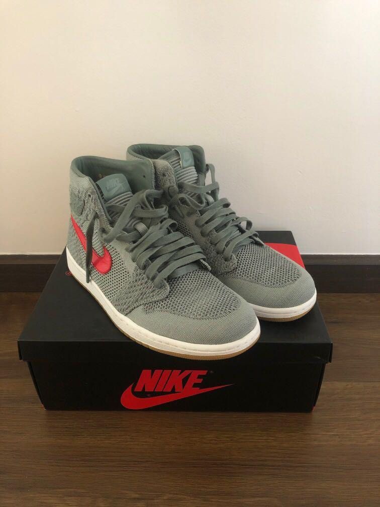 Air jordan 1 flyknit clay green on sale