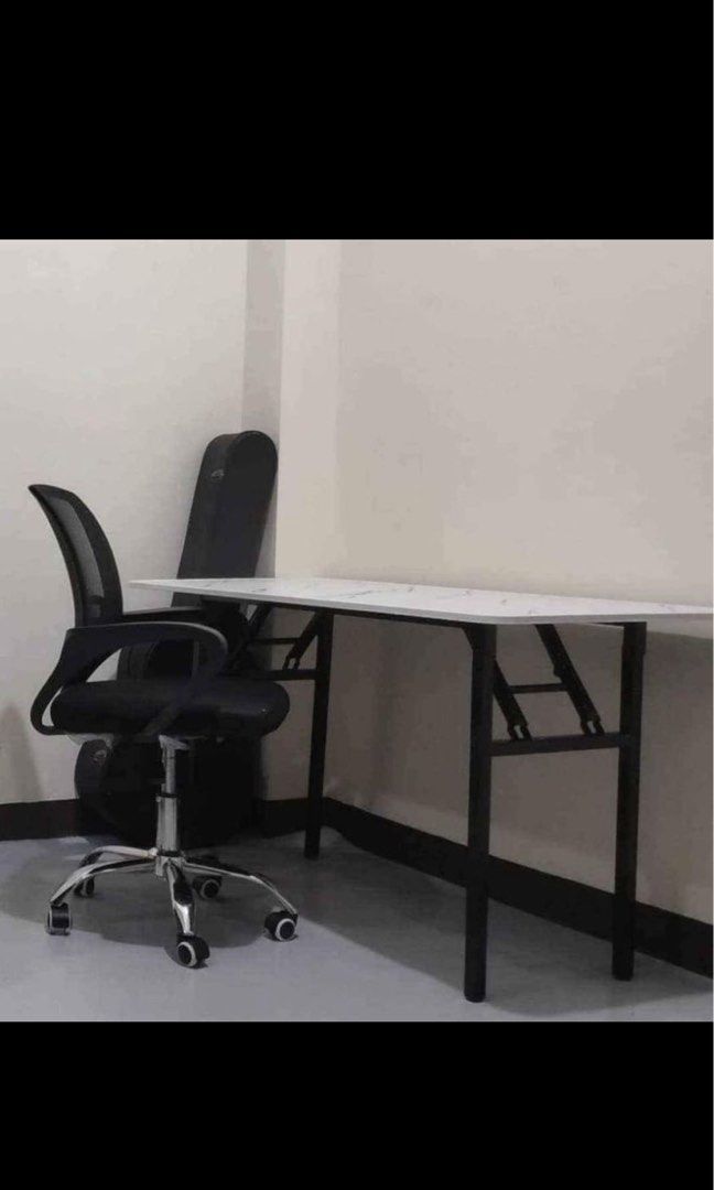 Office chair and folding table libre assemble (Category: Office Furniture & Fixtures) located in Manila. Submitted by kellychz (Listing ID 1286148233, Image 2). Description: For sale folding table and office chair available table size 80x40 100x60 120x40 120x60 open for bulk order more discount lalalmove delivery COD CASH AND GCASH ACCEPT.
