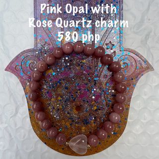 Pink opal w/ rose quartz charm