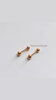 Reversible 3/4mm ball stud screw type piercing jewelry in 18k gold setting