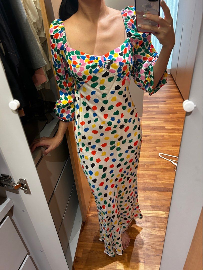 Rixo Colourful Polka Dot Puffsleeve Dress Women s Fashion Dresses Sets Dresses on Carousell