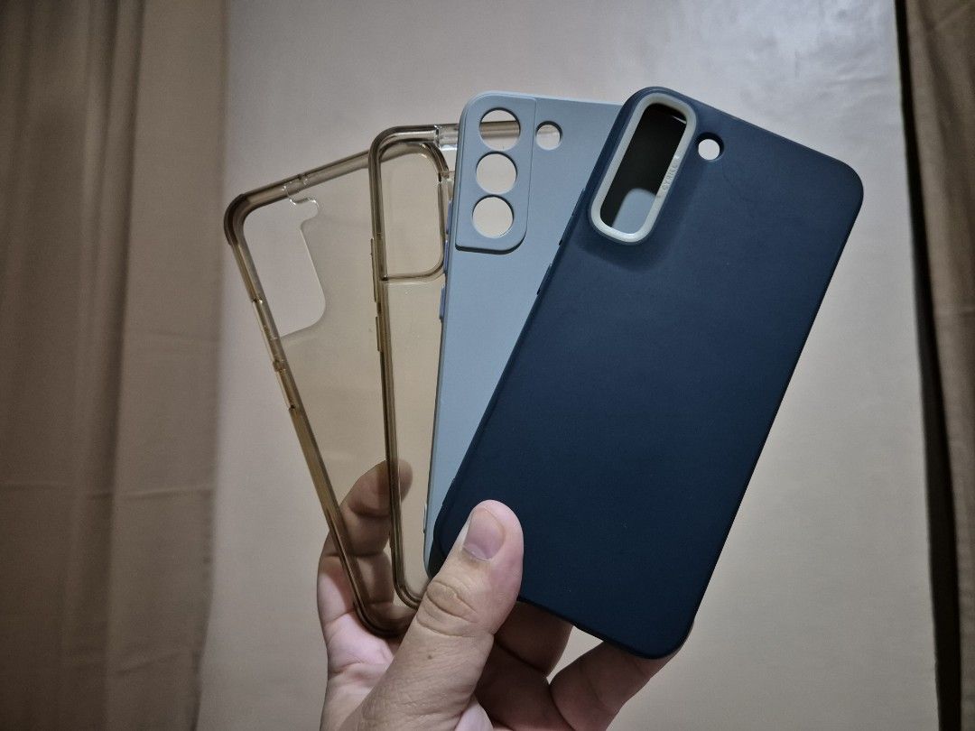 S22 Plus Cases (Category: Cases & Sleeves) located in Muntinlupa City. Submitted by aepestolante (Listing ID 1286122954, Image 1). Description: Used Galaxy S22+ cases includes: - Navy Cyrill by Spigen (SOLD) - Raptic Transparent Case - 100PHP -Ringke Fusion Matte back (SOLD) -Generic Light Blue Case-50PHP.