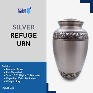 [saraurnsph] Silver Refuge Brass Metal Urn Cremation Urn Jar Silver Urn for Ashes