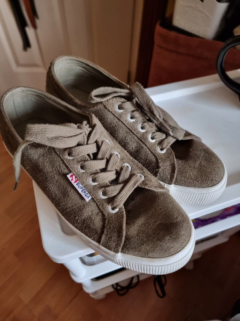 SUPERGA Moss Green Suede Platforms Women s Fashion Footwear