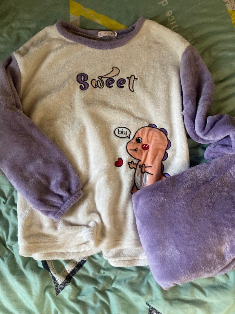 Thick Fluffy Cute Pajama Set (Category: Undergarments & Loungewear) located in Makati City. Submitted by emmm.shops (Listing ID 1286058074, Image 2). Description: Used once. Rfs: decluttering.