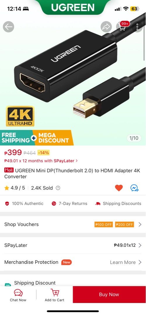 Ugreen Mini DP To HDMI for macbook air 2017 (Category: Cables & Adaptors) located in Guiguinto. Submitted by drlsaldi (Listing ID 1286145392, Image 3). Description: No box included RFS: upgraded my mac, not used anymore.