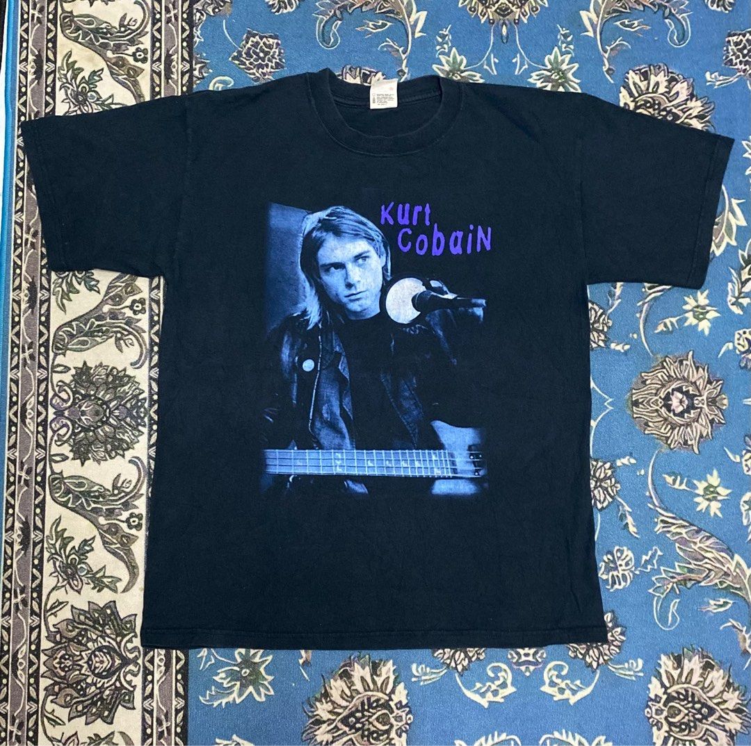 KURT COBAIN Kurt Cobain band T-shirt band T men's size S cotton black type Vintage Second Hand