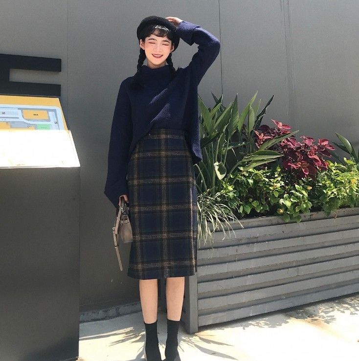 Vintage plaid midi skirt outlet