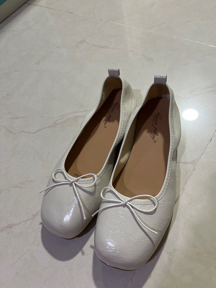 White ballerina flats sale