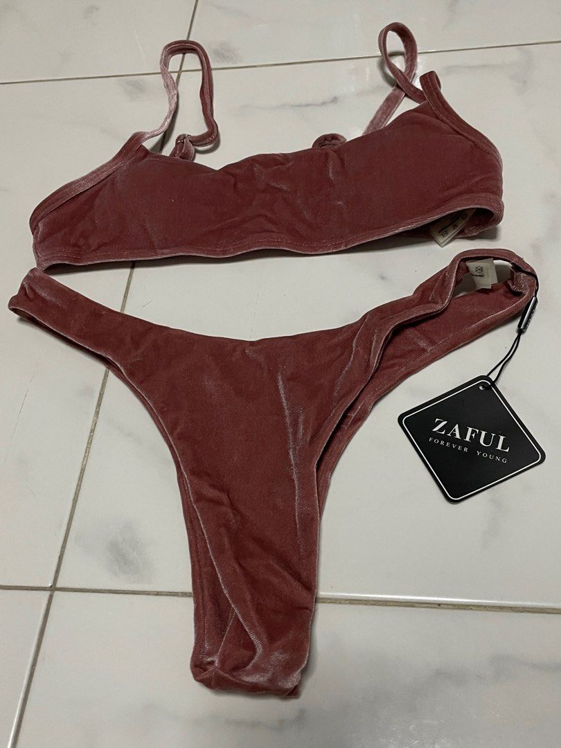 zaful suede pink bikini