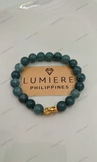 18K Piyao Bracelet - Green Marble | 12MM Piyao + 8.2MM | 18K | HKG | with Certificate | Yellow Gold
